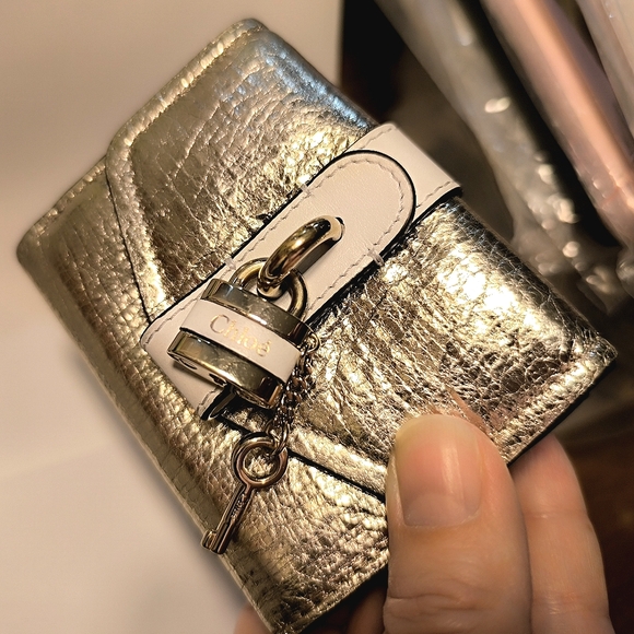 Chloe Mini Metallic Trifold Aby Wallet - Picture 3 of 16